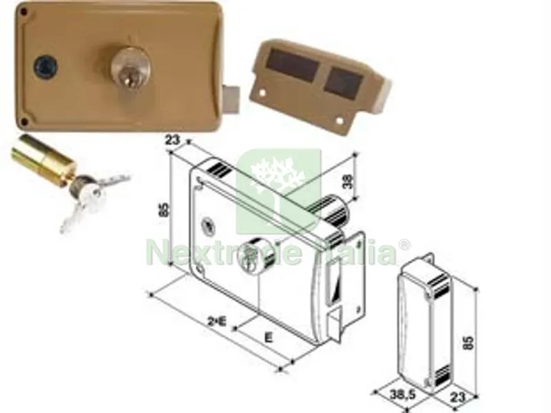 Serratura Cancello CATEN.+SCR. Quadro MAN. Doppio CIL. Fisso 3 Mand. - mm.60 SX (P3360300) — Serrature e cilindri — rif. FERX.FER499972