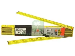 10PZ DOPPIOMETRO IN LEGNO GIALLO - testata rosso/nera con bollo — Misurazione e taglio manuale — rif. FERX.FER20022