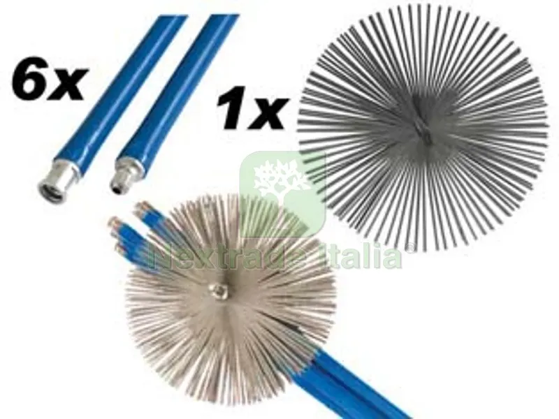 KIT SPAZZACAMINO - 6 aste da cm.140 + 1 scovolo cm.25 — Stufe e camini — rif. FERX.FER69076 KIT SPAZZACAMINO - 6 aste da cm.140 + 1 scovolo cm.25 — Stufe e camini — rif. FERX.FER69076