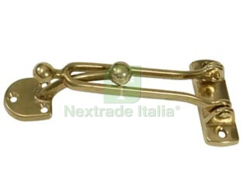 3PZ FERMAPORTE CON GANCIO IN OTTONE LUCIDO - mm.130x60h. — Ferramenta porte e finestre — rif. FERX.FER9874 3PZ FERMAPORTE CON GANCIO IN OTTONE LUCIDO - mm.130x60h. — Ferramenta porte e finestre — rif. FERX.FER9874