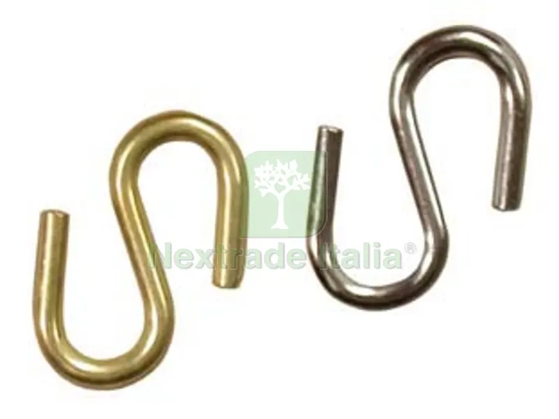 200PZ GANCI "S" APPENDIQUADRI - filo ? mm.2,4 ferro ottonato — Casalinghi e organizzazione — rif. FERX.FER118293
