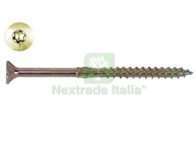 100PZ VITI TRUCIOLARE TESTA SVASATA TORX ACCIAIO ZINCATO GIALLO FM-WOOD PRO - ø mm.6x240 filetto mm.80 — Pannelli e tavole in legno — rif. FERX.FER462952 100PZ VITI TRUCIOLARE TESTA SVASATA TORX ACCIAIO ZINCATO GIALLO FM-WOOD PRO - ø mm.6x240 filetto mm.80 — Pannelli e tavole in legno — rif. FERX.FER462952