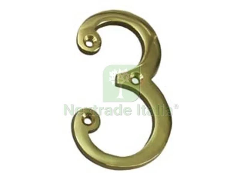 5PZ NUMERO CIVICO "3" INGLESE IN OTTONE LUCIDO — Ferramenta porte e finestre — rif. FERX.FER147491 5PZ NUMERO CIVICO "3" INGLESE IN OTTONE LUCIDO — Ferramenta porte e finestre — rif. FERX.FER147491