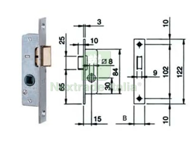 serratura da infilare per montanti solo scrocco 762 - frontale mm.16x3x122h. (762001) — Serrature e cilindri — rif. FERX.FER171687 serratura da infilare per montanti solo scrocco 762 - frontale mm.16x3x122h. (762001) — Serrature e cilindri — rif. FERX.FER171687
