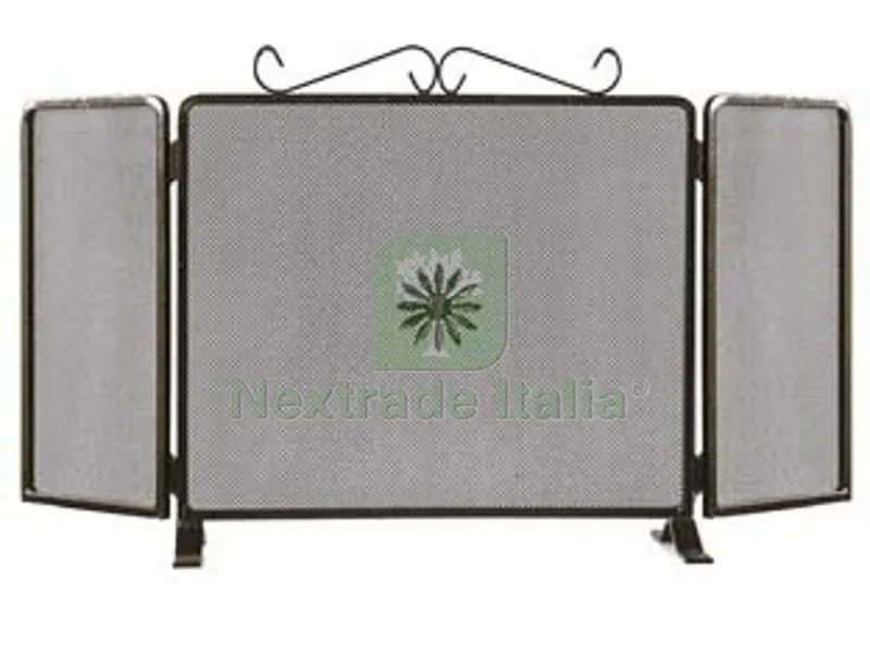 PARASCINTILLE DUE ANTE DECORO FIORE PER CAMINO - cm.90x50h. (677A) — Stufe e camini — rif. FERX.FER254342 PARASCINTILLE DUE ANTE DECORO FIORE PER CAMINO - cm.90x50h. (677A) — Stufe e camini — rif. FERX.FER254342