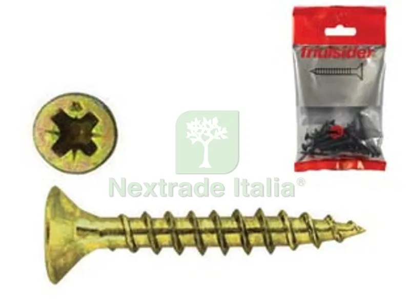 10BLISTER VITI PER TRUCIOLARE TPS POZIDRIVE IN ACCIAO ZINCATA GIALLA - ? mm.4,5x30 in blister pz.25 — Pannelli e tavole in legno — rif. FERX.FER298940 10BLISTER VITI PER TRUCIOLARE TPS POZIDRIVE IN ACCIAO ZINCATA GIALLA - ? mm.4,5x30 in blister pz.25 — Pannelli e tavole in legno — rif. FERX.FER298940