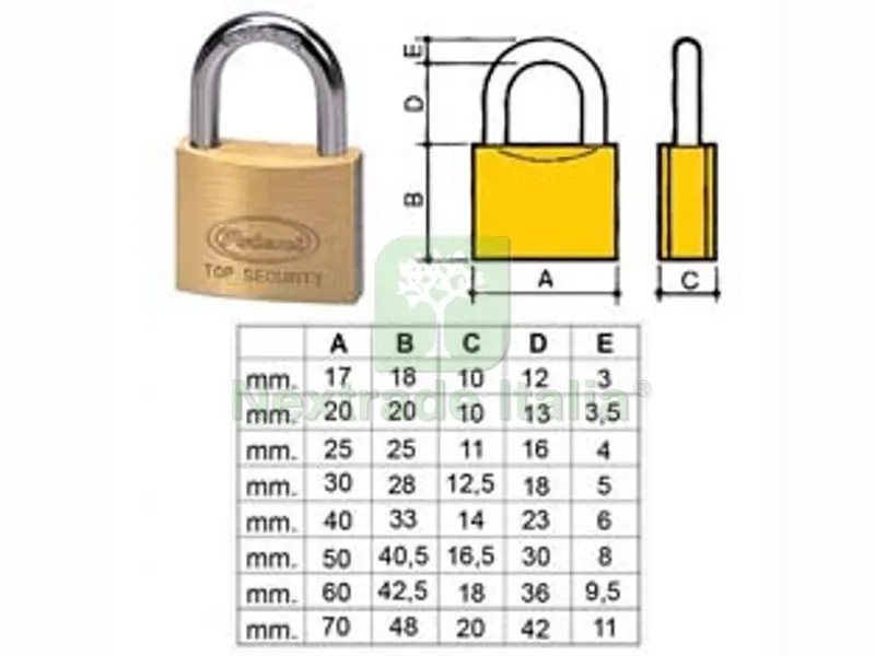 12PZ LUCCHETTO OTTONE ARCO NORMALE 2700 - mm.20 (2720) — Lucchetti e catene — rif. FERX.FER365185 12PZ LUCCHETTO OTTONE ARCO NORMALE 2700 - mm.20 (2720) — Lucchetti e catene — rif. FERX.FER365185