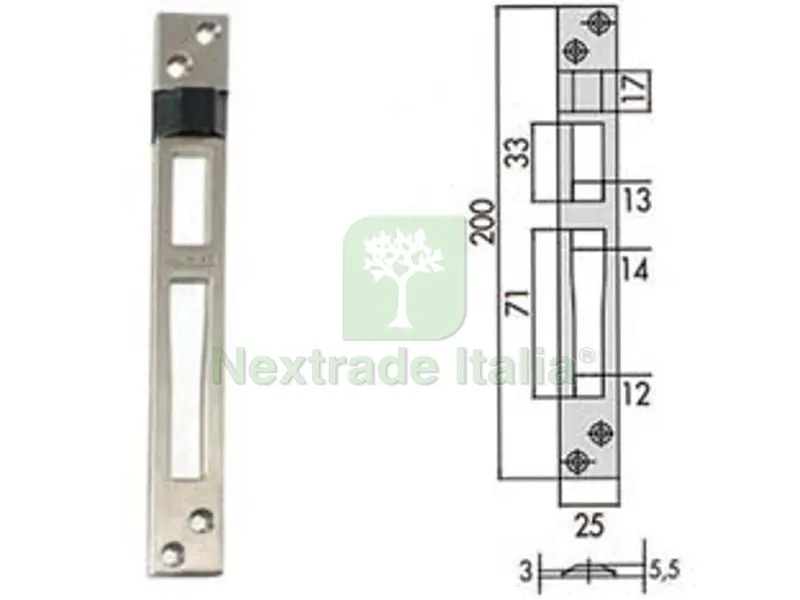 contropiastre per serrature infilare profilati in alluminio 06462 01 - mm.25x200, spessore mm.5,5 (0646201) — Serrature e cilindri — rif. FERX.FER394420 contropiastre per serrature infilare profilati in alluminio 06462 01 - mm.25x200, spessore mm.5,5 (0646201) — Serrature e cilindri — rif. FERX.FER394420