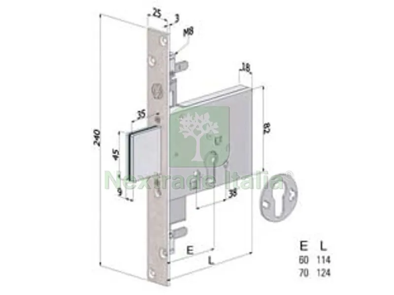 SERRATURA TRIPLICE INFILARE PROFILO EUROPEO 3 MANDATE 2053 - mm.70 (2053XZB7025) — Serrature e cilindri — rif. FERX.FER430357 SERRATURA TRIPLICE INFILARE PROFILO EUROPEO 3 MANDATE 2053 - mm.70 (2053XZB7025) — Serrature e cilindri — rif. FERX.FER430357