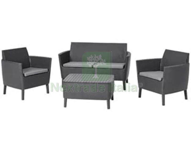 salottino 4 pezzi "salemo lounge" flat wicker graphite 4 posti — Casalinghi e organizzazione — rif. FERX.FER444705