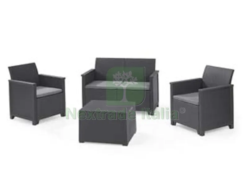 salottino 4 pezzi "emma lounge" flat wicker graphite 4 posti — Casalinghi e organizzazione — rif. FERX.FER444743 salottino 4 pezzi "emma lounge" flat wicker graphite 4 posti — Casalinghi e organizzazione — rif. FERX.FER444743