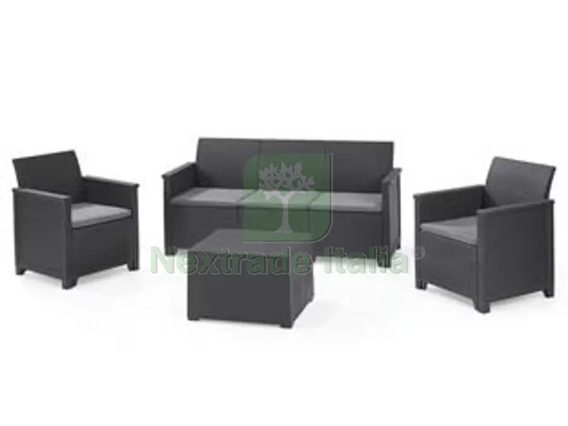 salottino 4 pezzi "emma lounge" flat wicker graphite 5 posti — Casalinghi e organizzazione — rif. FERX.FER444750