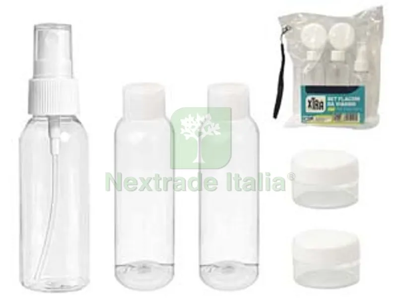 4PZ SET FLACONI DA VIAGGIO 5 PEZZI — Casalinghi e organizzazione — rif. FERX.FER459112 4PZ SET FLACONI DA VIAGGIO 5 PEZZI — Casalinghi e organizzazione — rif. FERX.FER459112