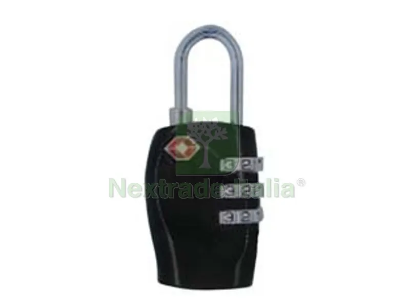 8PZ LUCCHETTO A COMBINAZIONE TSA 3 COMBINATORI - mm.14 - nero — Lucchetti e catene — rif. FERX.FER462860