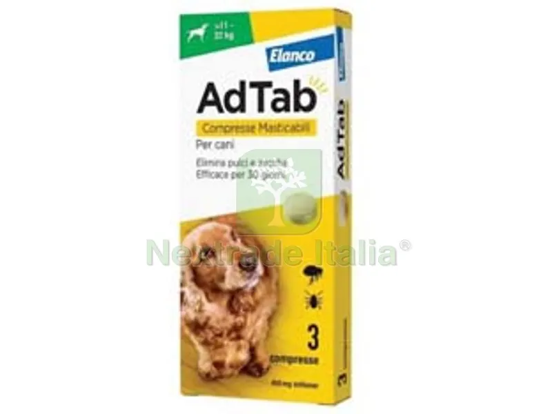 ADTAB COMPRESSE MASTICABILI PER CANI KG.11-22 - 3 compresse da mg.450 di lotilaner — Cani — rif. FERX.FER473712 ADTAB COMPRESSE MASTICABILI PER CANI KG.11-22 - 3 compresse da mg.450 di lotilaner — Cani — rif. FERX.FER473712