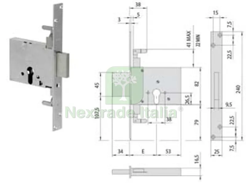 SERRATURA TRIPLICE DA INFILARE A CILINDRO 56016 — Serrature e cilindri — rif. FERX.FER484572 SERRATURA TRIPLICE DA INFILARE A CILINDRO 56016 — Serrature e cilindri — rif. FERX.FER484572