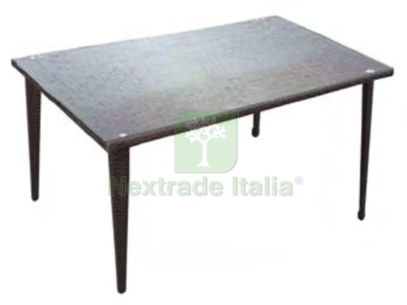 Tavolo da Giardino Rettangolare in PE-Rattan con Vetro - cm.150x90x74h. - colore marrone scuro — Arredo giardino — rif. FERX.FER156882 Tavolo da Giardino Rettangolare in PE-Rattan con Vetro - cm.150x90x74h. - colore marrone scuro — Arredo giardino — rif. FERX.FER156882