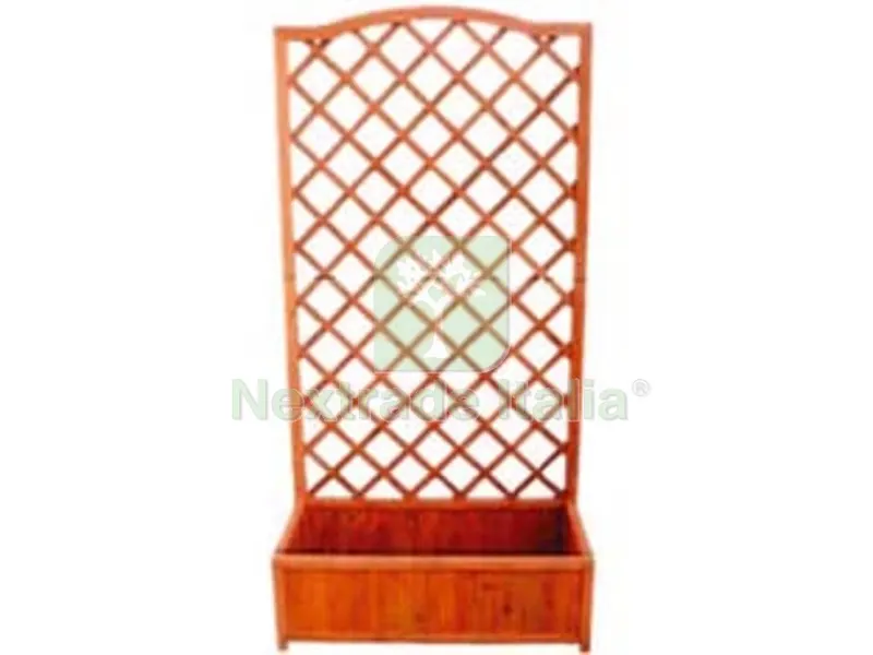 2PZ Traliccio in Legno Bombato con Fioriera - cm.90x40x180h. — Vasi e fioriere — rif. FERX.FER223645