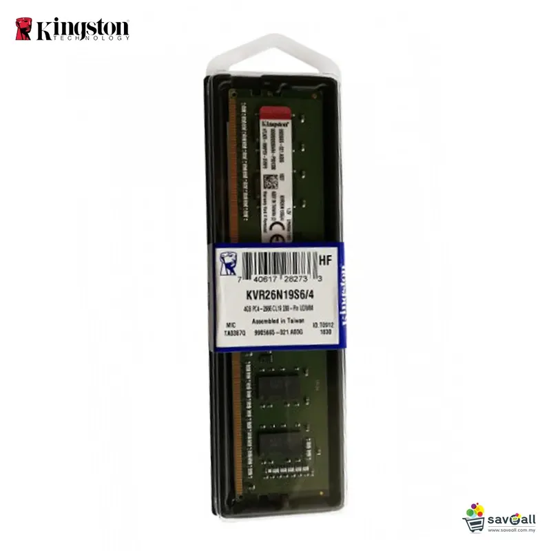 Kingston RAM DDR4 4GB 2666MHZ PC4-21300 KVR26N19S6/4 — rif. FERX.PCP12777