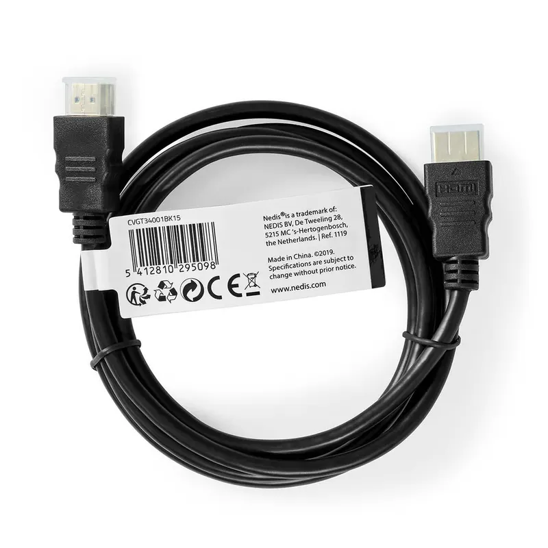 Nedis Cavo HDMI M/M 1,5MT Alta Velocita con Ethernet CVGT34001BK15 — rif. FERX.PCP15148