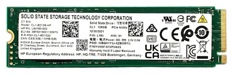 HP Solid State Drive SSD M.2 NVME 128GB CL1-8D128-HP - L64783-002 OEM Bulk — rif. FERX.PCP16146