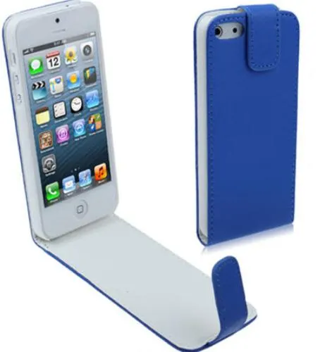 Mediaking Cover in Semipelle a Flip Protettiva per iPhone 5 Blu MKFLIP01B — rif. FERX.PCP4169