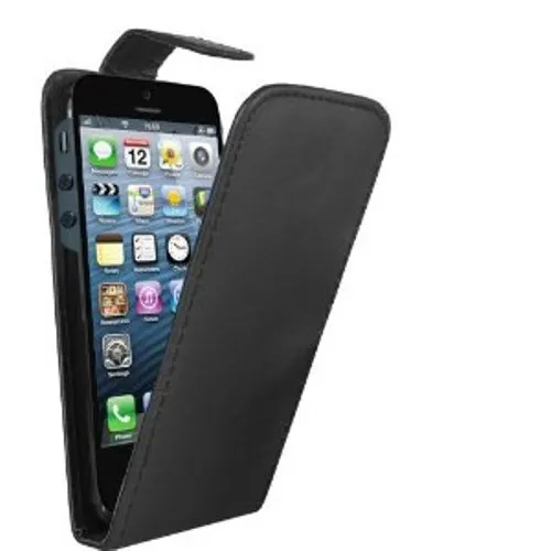 Mediaking Cover a Flip in Semipelle Protettiva per iPhone 5 Nera MKFLIP01P — rif. FERX.PCP4170