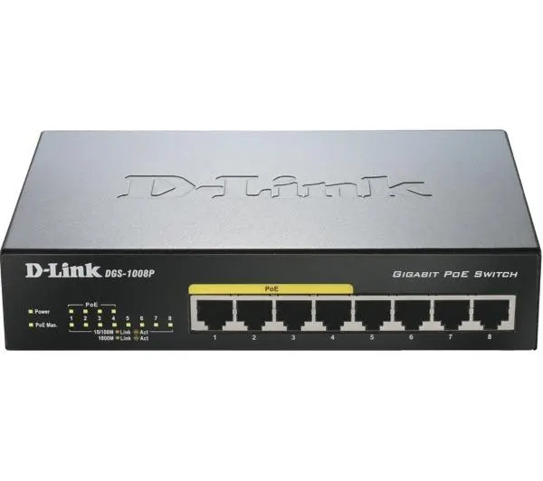 D-Link Switch di Rete Gigabit 8 Porte con 4 Porte PoE DGS-1008P — rif. FERX.PCP9204