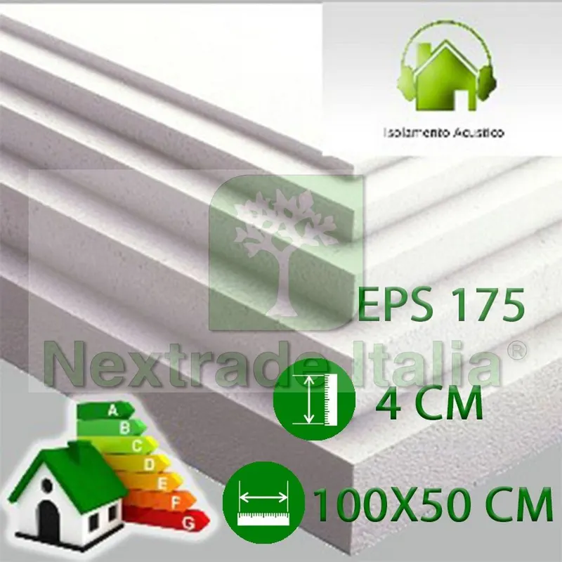 10PZ Pannello in Polistirolo per isolamento Termico, Acustico, Cappotto cm 100 x 50 x 4 di spessore. eps175 Bianco MQ 0.5 Densità 27 Kg/Mc — Recinto elettrico — rif. FERX.ZG.19