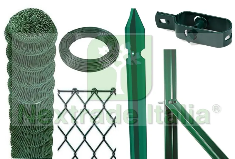 RECINZIONE COMPLETA DA 25MT LINEARI CON RETE METALLICA PLASTIFICATA ALTEZZA CM 100 H MAGLIA MM 50X50 CON PALETTI — Reti e recinzioni — rif. FERX.COMP.01