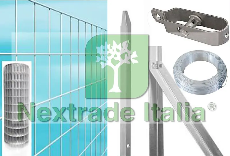 Composizione completa rete per recinzione DA 25MT LINEARI CON RETE METALLICA ZINCATA ALTEZZA CM 100 H MAGLIA MM 75X50 CON PALETTI DA FISSARE NEL CEMENTO — Reti e recinzioni — rif. FERX.COMP.12