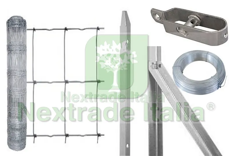 Composizione completa rete per recinzione da 50MT Lineari con Rete Metallica Zincata Altezza CM 150 H Maglia MM 11X15 con Paletti da Fissare nel Cemento — Reti e recinzioni — rif. FERX.COMP.16 Composizione completa rete per recinzione da 50MT Lineari con Rete Metallica Zincata Altezza CM 150 H Maglia MM 11X15 con Paletti da Fissare nel Cemento — Reti e recinzioni — rif. FERX.COMP.16