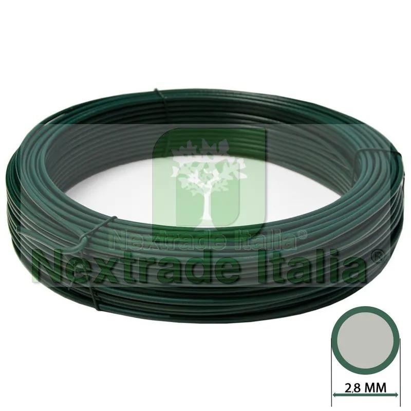 2RT Filo di Tensione Diametro Ø 2,8 MM Matassa da 25 KG = 650 MT Plastificato Verde per Rete e Recinzioni — Reti e recinzioni — rif. FERX.MI.139