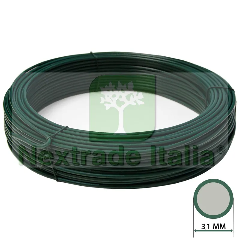 2RT Filo di Tensione Diametro Ø 3,1 MM Matassa da 100 MT Plastificato Verde per Rete e Recinzioni — Reti e recinzioni — rif. FERX.MI.142