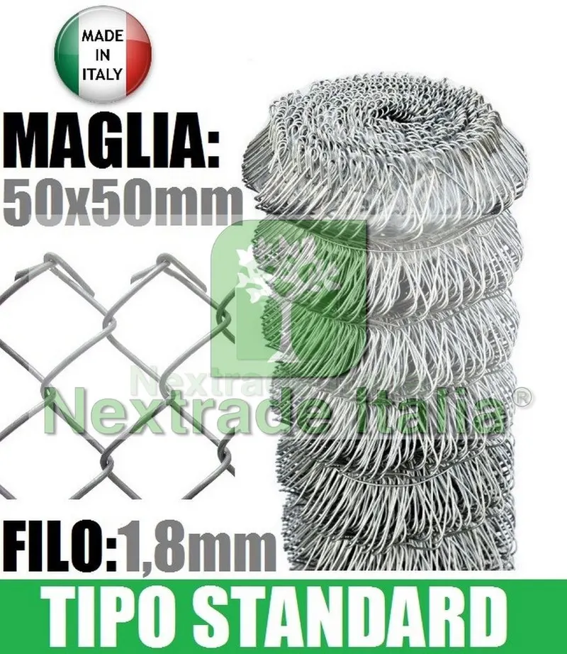Rotolo Rete per recinzione metallica da 25mt zincata a maglia sciolta filo mm 1,8 altezza CM 125 H maglia mm 50x50 — Reti e recinzioni — rif. FERX.RETI.33