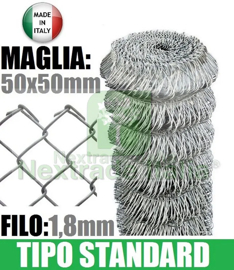 Rotolo Rete per recinzione metallica da 25mt zincata a maglia sciolta filo mm 1,8 altezza CM 150 H maglia mm 50x50 — Reti e recinzioni — rif. FERX.RETI.34 Rotolo Rete per recinzione metallica da 25mt zincata a maglia sciolta filo mm 1,8 altezza CM 150 H maglia mm 50x50 — Reti e recinzioni — rif. FERX.RETI.34