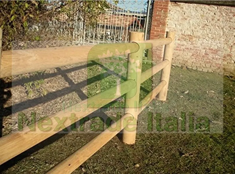 5PZ Pali in legno Ø CM 12x150 H Ø 3 fori passanti Ø 8,3 CM | CON PUNTA per recinzione trattati impregnati per staccionata e steccato Palo Tondo forato — Pali e paletti — rif. FERX.RETI.63.4 — foto 2