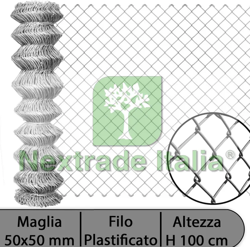 2RT Rete per Recinzione Zincata | Altezza H 100 CM | Maglia Sciolta 50X50 MM | Filo Ø 1,7 MM | Lughezza Rotolo da 25 MT per Recinzione Grigio — Reti e recinzioni — rif. FERX.MI.11