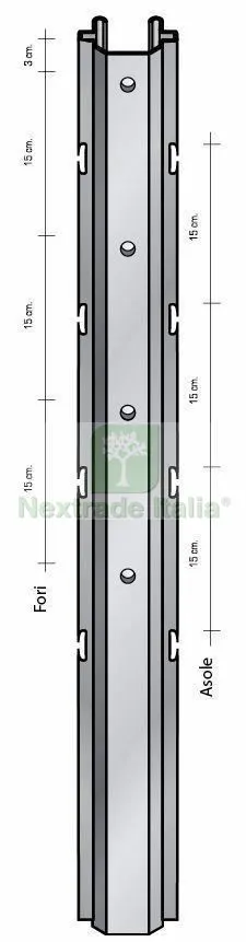 50PZ Pali per Vigneto Frutteto Spalliera Intermedio con asole in acciaio pre zincati 52x35 spessore 1,5mm altezza palo 250 H — Pali e paletti — rif. FERX.MI.38 50PZ Pali per Vigneto Frutteto Spalliera Intermedio con asole in acciaio pre zincati 52x35 spessore 1,5mm altezza palo 250 H — Pali e paletti — rif. FERX.MI.38