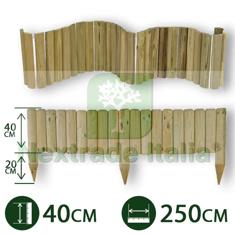 2PZ BORDURA AIUOLE FLESSIBILE LEGNO PINO IMPREGNATO Ø 5 CM 40X250 H GIARDINO nx1 — Recinzioni in legno — rif. FERX.PALI.26.1 2PZ BORDURA AIUOLE FLESSIBILE LEGNO PINO IMPREGNATO Ø 5 CM 40X250 H GIARDINO nx1 — Recinzioni in legno — rif. FERX.PALI.26.1