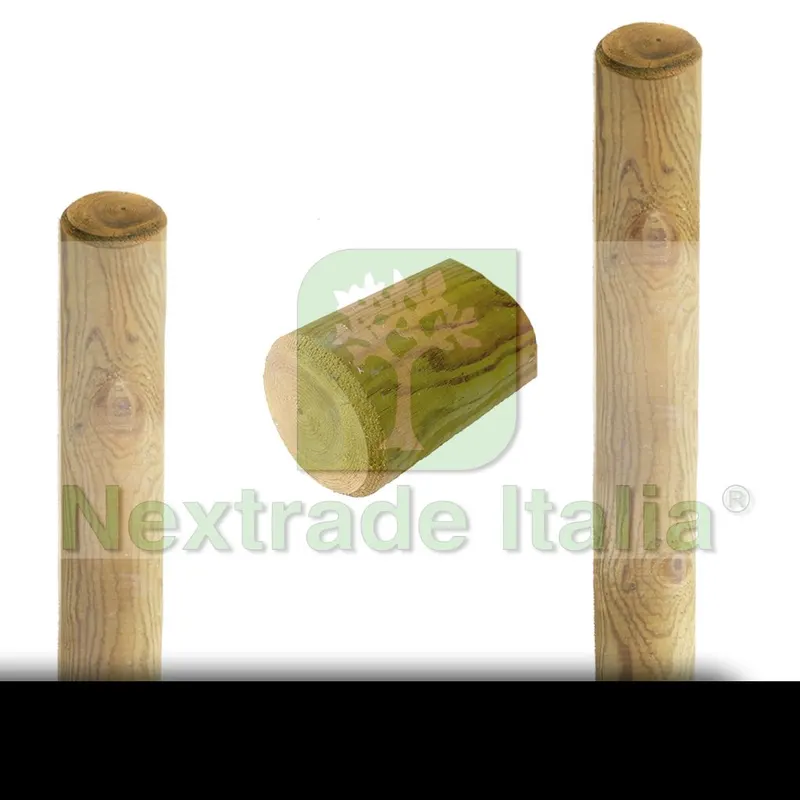 10PZ PALI IN LEGNO Ø CM 10 ALTEZZA CM 300 H TONDI SENZA PUNTA TRATTATI IMPREGNATI PER RECINZIONE STACCIONATA/STECCATO PALO TONDO — Pali e paletti — rif. FERX.RETI.77 — foto 3