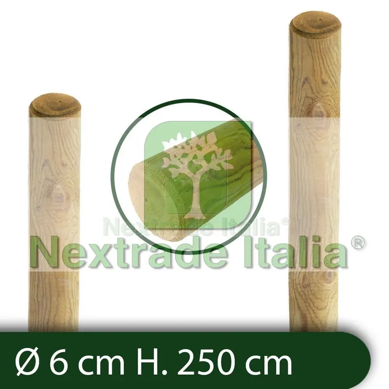 10PZ Pali in legno Ø CM 6 altezza CM 250 H tondi SENZA PUNTA trattati impregnati per recinzione per staccionata/steccato Palo Tondo — Pali e paletti — rif. FERX.RETI.21.2.STOCK 10PZ Pali in legno Ø CM 6 altezza CM 250 H tondi SENZA PUNTA trattati impregnati per recinzione per staccionata/steccato Palo Tondo — Pali e paletti — rif. FERX.RETI.21.2.STOCK