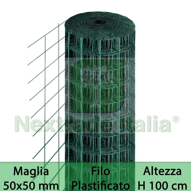 2RT Rete per Recinzione Plastificata | Altezza H 100 CM | Maglia Elettrosaldata 50X50 MM | Filo Ø 2,3 MM | Lughezza Rotolo da 25 MT per Recinzione Verde — Reti e recinzioni — rif. FERX.MI.93 2RT Rete per Recinzione Plastificata | Altezza H 100 CM | Maglia Elettrosaldata 50X50 MM | Filo Ø 2,3 MM | Lughezza Rotolo da 25 MT per Recinzione Verde — Reti e recinzioni — rif. FERX.MI.93