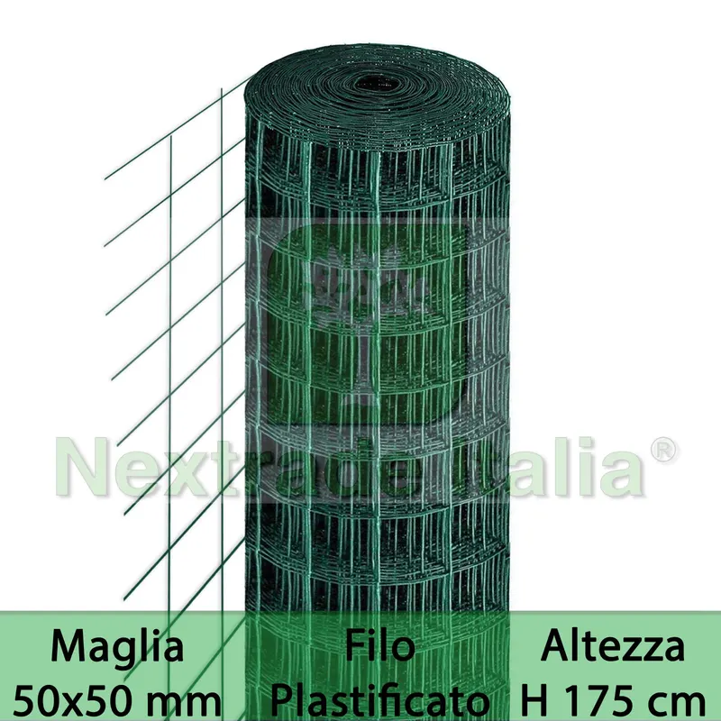 2RT Rete per Recinzione Plastificata | Altezza H 175 CM | Maglia Elettrosaldata 50X50 MM | Filo Ø 2,3 MM | Lughezza Rotolo da 25 MT per Recinzione Verde — Reti e recinzioni — rif. FERX.MI.96 2RT Rete per Recinzione Plastificata | Altezza H 175 CM | Maglia Elettrosaldata 50X50 MM | Filo Ø 2,3 MM | Lughezza Rotolo da 25 MT per Recinzione Verde — Reti e recinzioni — rif. FERX.MI.96