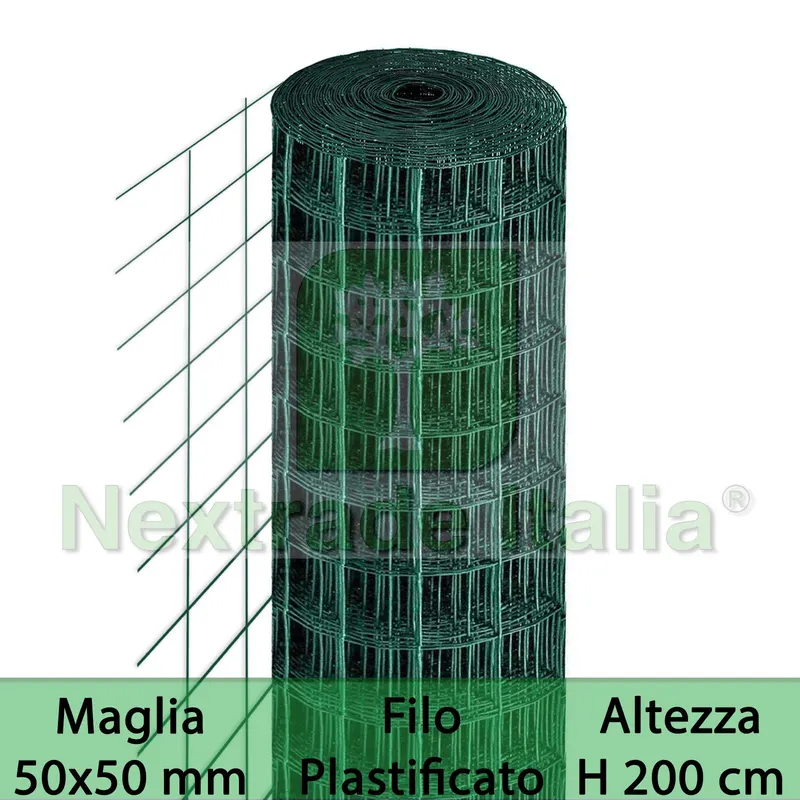 6RT Rete per Recinzione Plastificata | Altezza H 200 CM | Maglia Elettrosaldata 50X50 MM | Filo Ø 2,3 MM | Lughezza Rotolo da 25 MT per Recinzione Verde — Reti e recinzioni — rif. FERX.MI.97 6RT Rete per Recinzione Plastificata | Altezza H 200 CM | Maglia Elettrosaldata 50X50 MM | Filo Ø 2,3 MM | Lughezza Rotolo da 25 MT per Recinzione Verde — Reti e recinzioni — rif. FERX.MI.97