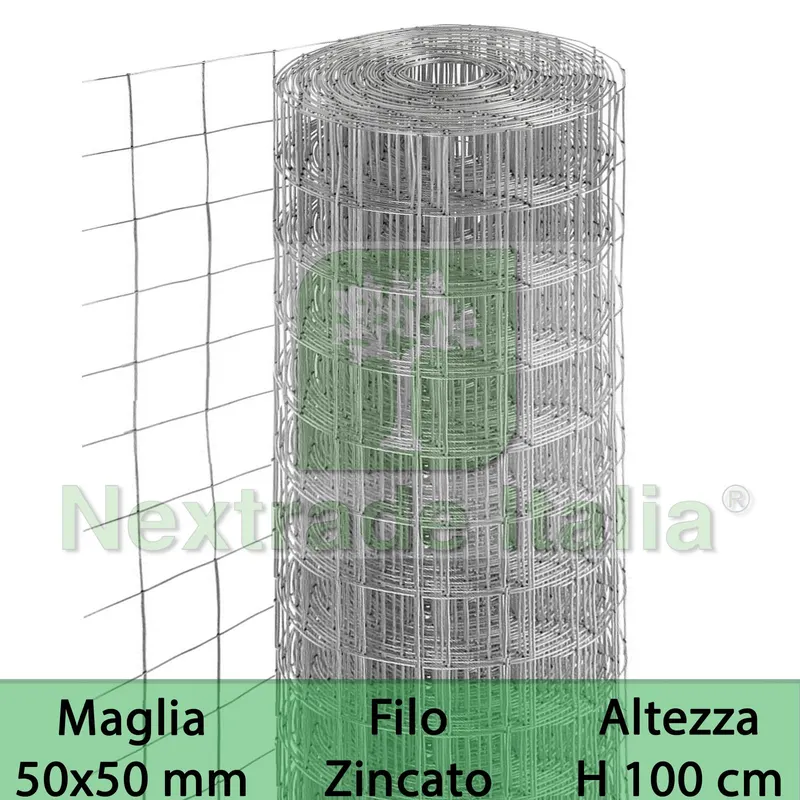 2RT Rete per Recinzione Zincata | Altezza H 100 CM | Maglia Elettrosaldata 50X50 MM | Filo Ø 1,8 MM | Lughezza Rotolo da 25 MT per Recinzione Grigio — Reti e recinzioni — rif. FERX.MI.151 2RT Rete per Recinzione Zincata | Altezza H 100 CM | Maglia Elettrosaldata 50X50 MM | Filo Ø 1,8 MM | Lughezza Rotolo da 25 MT per Recinzione Grigio — Reti e recinzioni — rif. FERX.MI.151