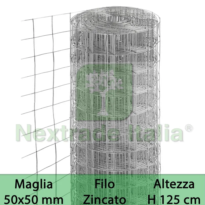2RT Rete per Recinzione Zincata | Altezza H 125 CM | Maglia Elettrosaldata 50X50 MM | Filo Ø 1,8 MM | Lughezza Rotolo da 25 MT per Recinzione Grigio — Reti e recinzioni — rif. FERX.MI.152 2RT Rete per Recinzione Zincata | Altezza H 125 CM | Maglia Elettrosaldata 50X50 MM | Filo Ø 1,8 MM | Lughezza Rotolo da 25 MT per Recinzione Grigio — Reti e recinzioni — rif. FERX.MI.152