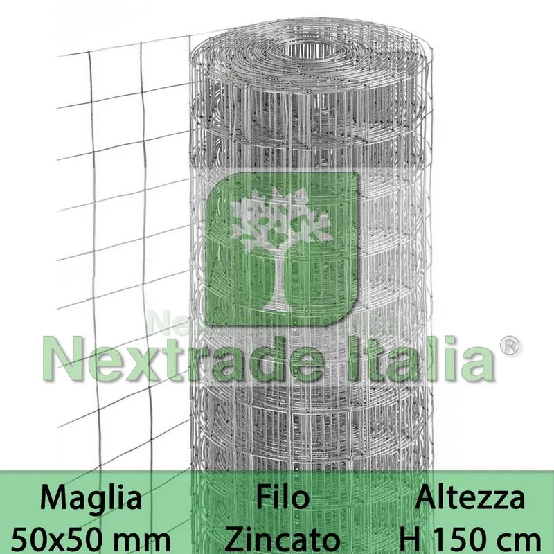 2RT RETE PER RECINZIONE ZINCATA | ALTEZZA H 150 CM | MAGLIA ELETTROSALDATA 50X50 MM | FILO Ø 1,8 MM | LUGHEZZA ROTOLO DA 25 MT PER RECINZIONE GRIGIO — Reti e recinzioni — rif. FERX.MI.153 2RT RETE PER RECINZIONE ZINCATA | ALTEZZA H 150 CM | MAGLIA ELETTROSALDATA 50X50 MM | FILO Ø 1,8 MM | LUGHEZZA ROTOLO DA 25 MT PER RECINZIONE GRIGIO — Reti e recinzioni — rif. FERX.MI.153