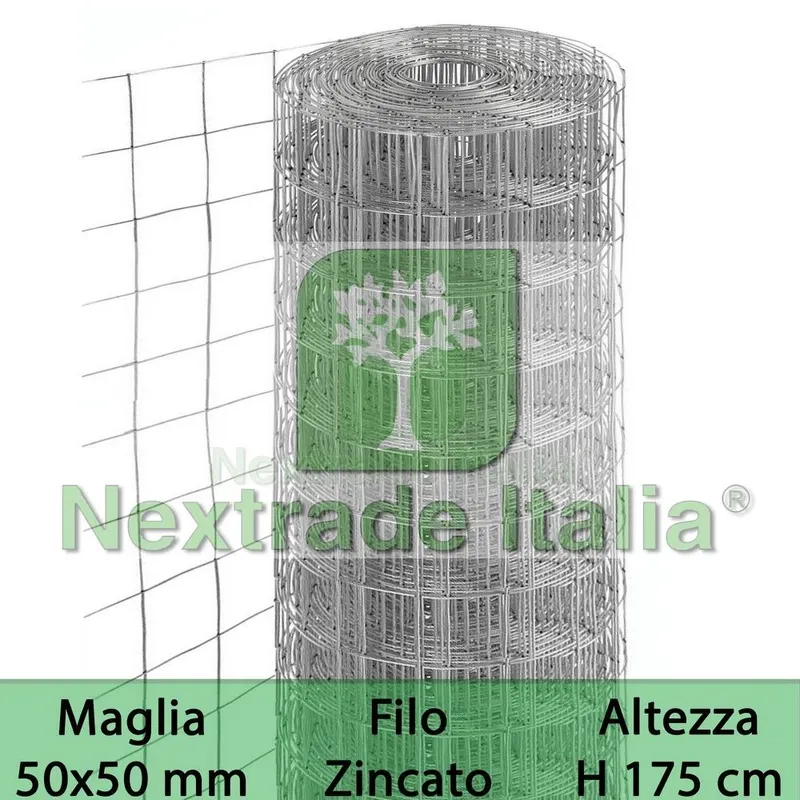2RT Rete per Recinzione Zincata | Altezza H 175 CM | Maglia Elettrosaldata 50X50 MM | Filo Ø 1,8 MM | Lughezza Rotolo da 25 MT per Recinzione Grigio — Reti e recinzioni — rif. FERX.MI.154 2RT Rete per Recinzione Zincata | Altezza H 175 CM | Maglia Elettrosaldata 50X50 MM | Filo Ø 1,8 MM | Lughezza Rotolo da 25 MT per Recinzione Grigio — Reti e recinzioni — rif. FERX.MI.154