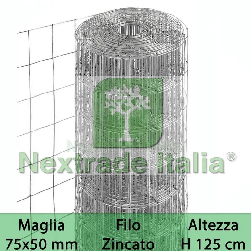 2RT Rete per Recinzione Zincata | Altezza H 125 CM | Maglia Elettrosaldata 75X50 MM | Filo Ø 1,7 MM | Lughezza Rotolo da 25 MT per Recinzione Grigio — Reti e recinzioni — rif. FERX.MI.2 2RT Rete per Recinzione Zincata | Altezza H 125 CM | Maglia Elettrosaldata 75X50 MM | Filo Ø 1,7 MM | Lughezza Rotolo da 25 MT per Recinzione Grigio — Reti e recinzioni — rif. FERX.MI.2